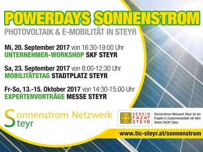 Powerdays Sonnenstrom, Veranstaltungsreihe zu Photovoltaik vom Expertennetzwerk Sonnenstrom Netzwerk Steyr