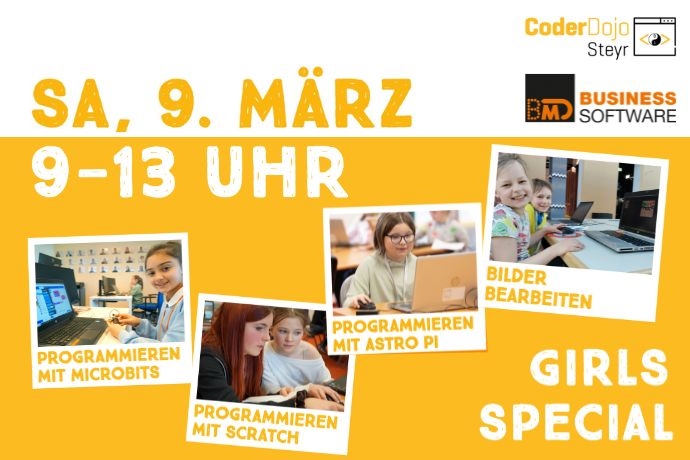 CoderDojo Steyr Girls Special am 9. März 2024 bei BMD